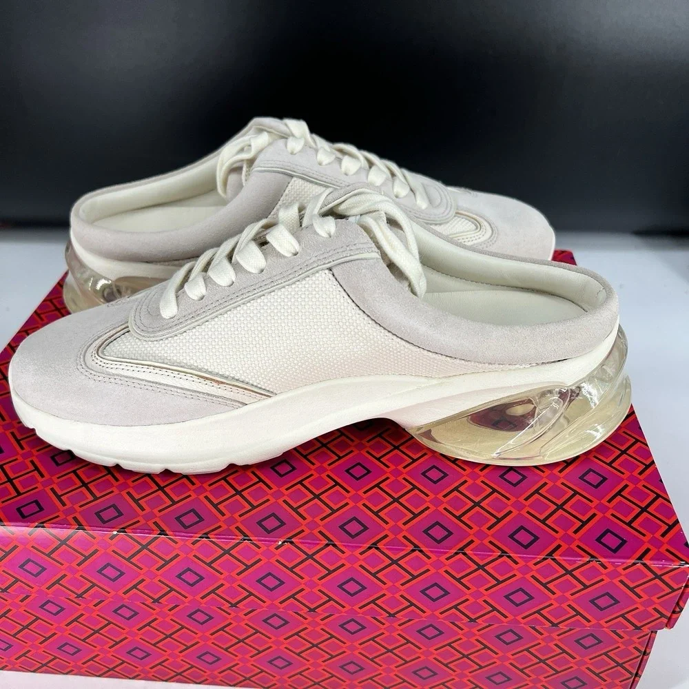 Tory Burch Good Luck Trainer Sneakers Mule Style Ivory Size 8